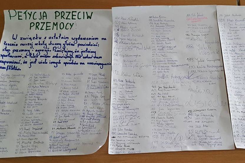 petycja przeciw przemocy - Gimnazjum nr 6 w Koninie