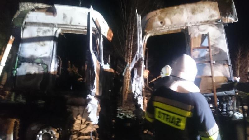 pożar ciężarówki dębniałki kaliski - KM PSP w Kaliszu