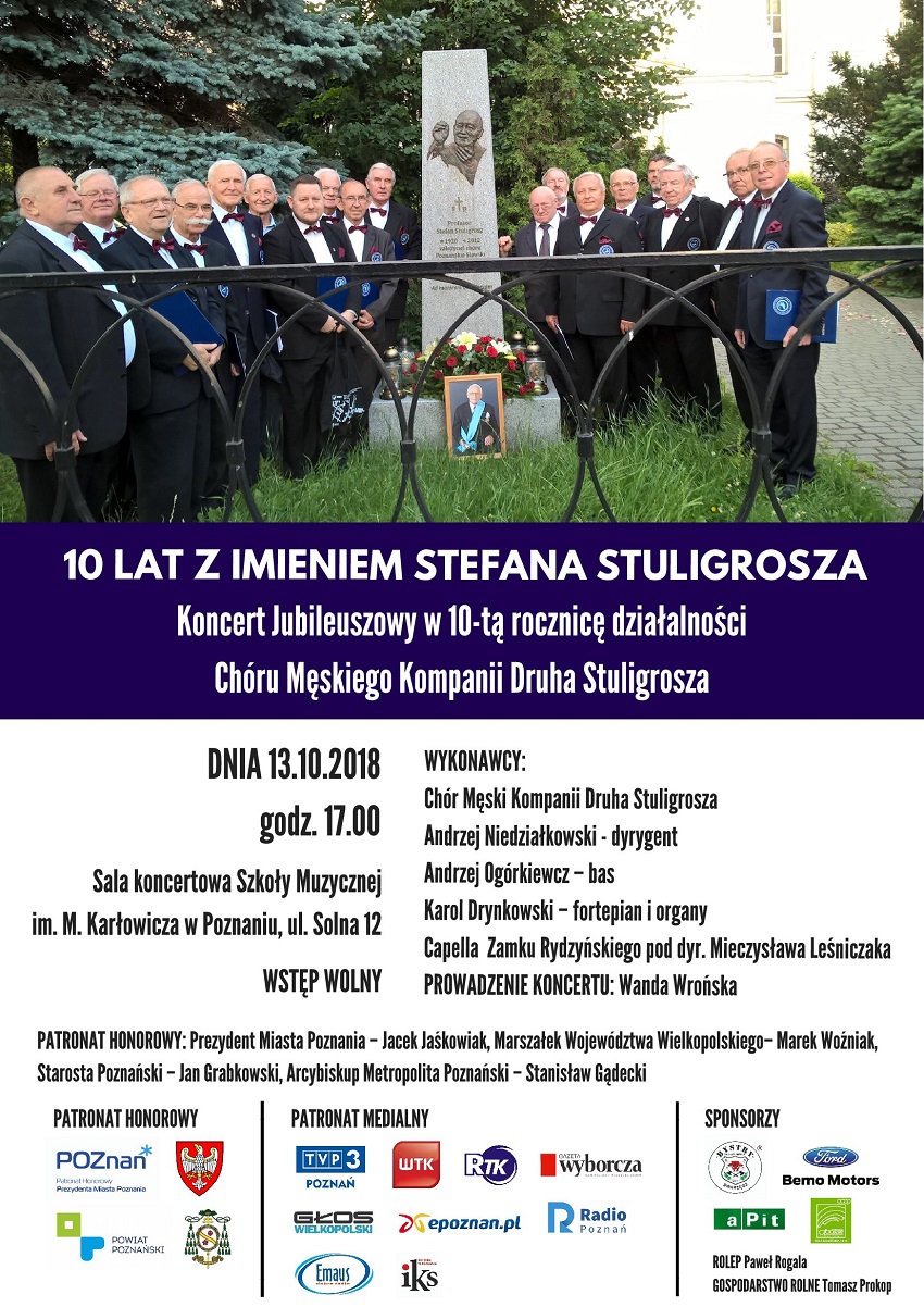 Plakat Koncert Jubileuszowy Chóru Męskiego Kompanii Druha Stuligrosza II (1) - Materiały prasowe