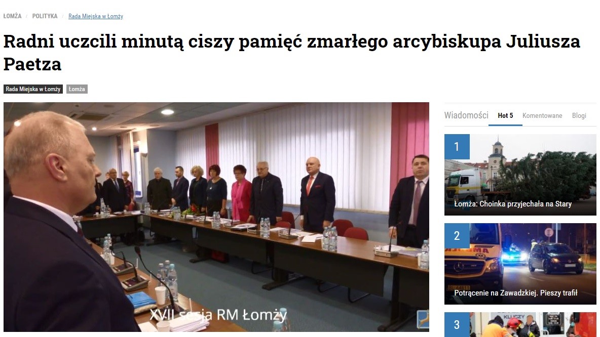 radni Łomzy uczcili abpa Paetza - prtsc:mylomza.pl