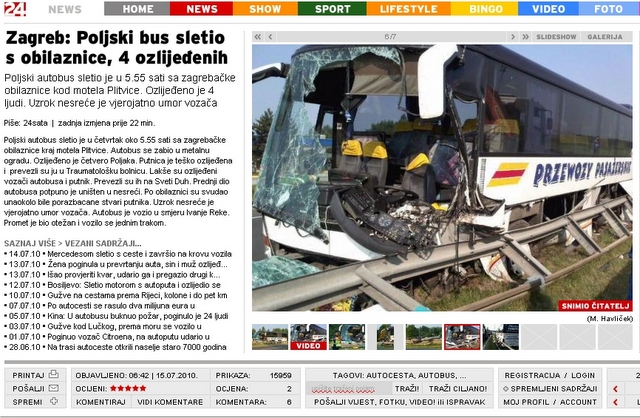 Wypadek autobusu w Chorwacji - 24sata.hr