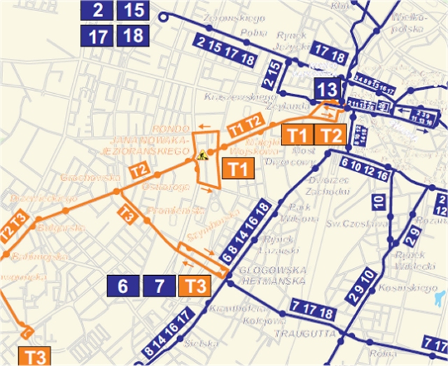 Mapa zmian - rondo Nowaka - 2 etap - ZTM