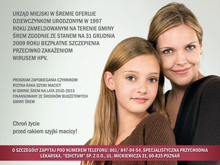Plakat akcji przeciw HPV - Śrem