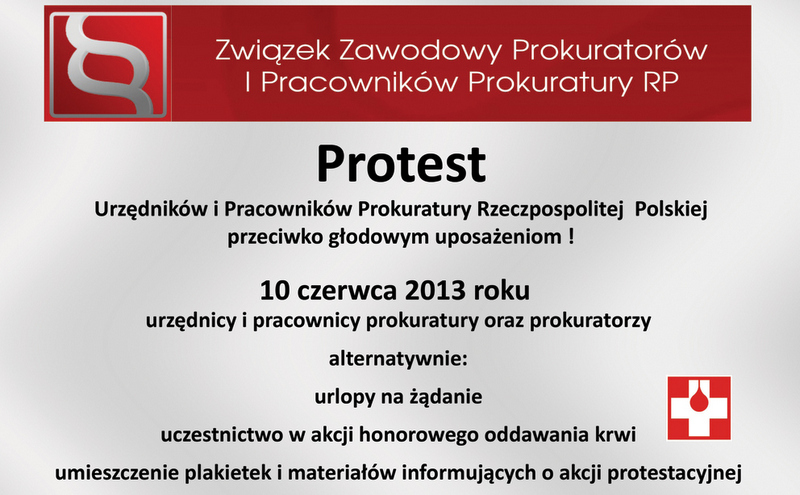 Protest w prokuraturach - plakat - mat. prasowe