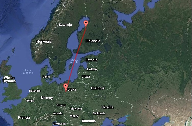 mapa polska finlandia - Google Maps