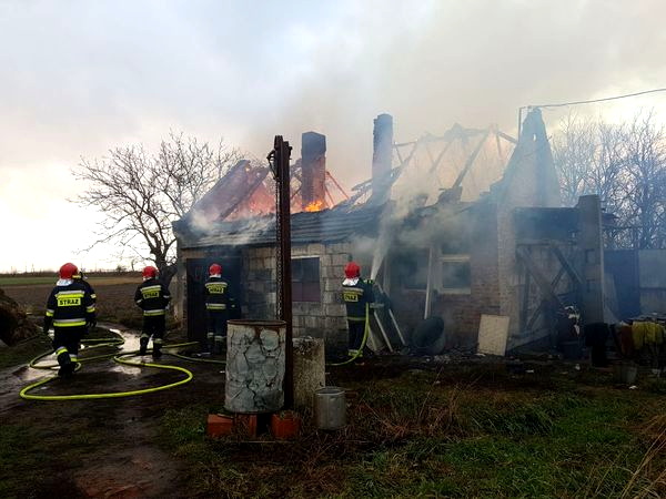 pożar domy Gniezno Mnichowo - PSP Gniezno