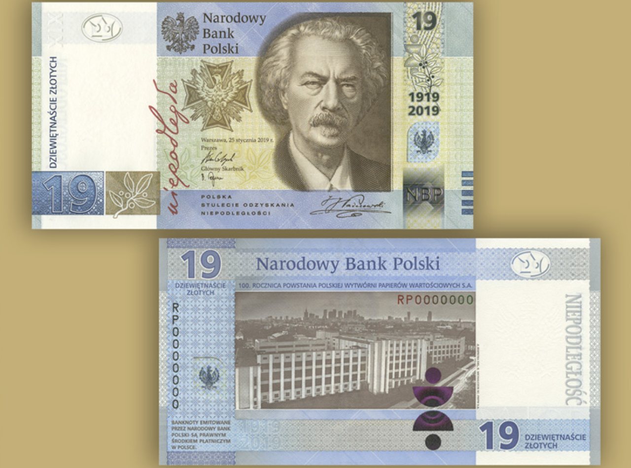 nbp banknot 19 pln złotych narodowy bank polski - Narodowy Bank Polski