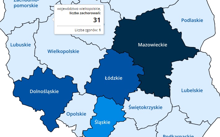 mapa koronawirusa Polska - gov.pl