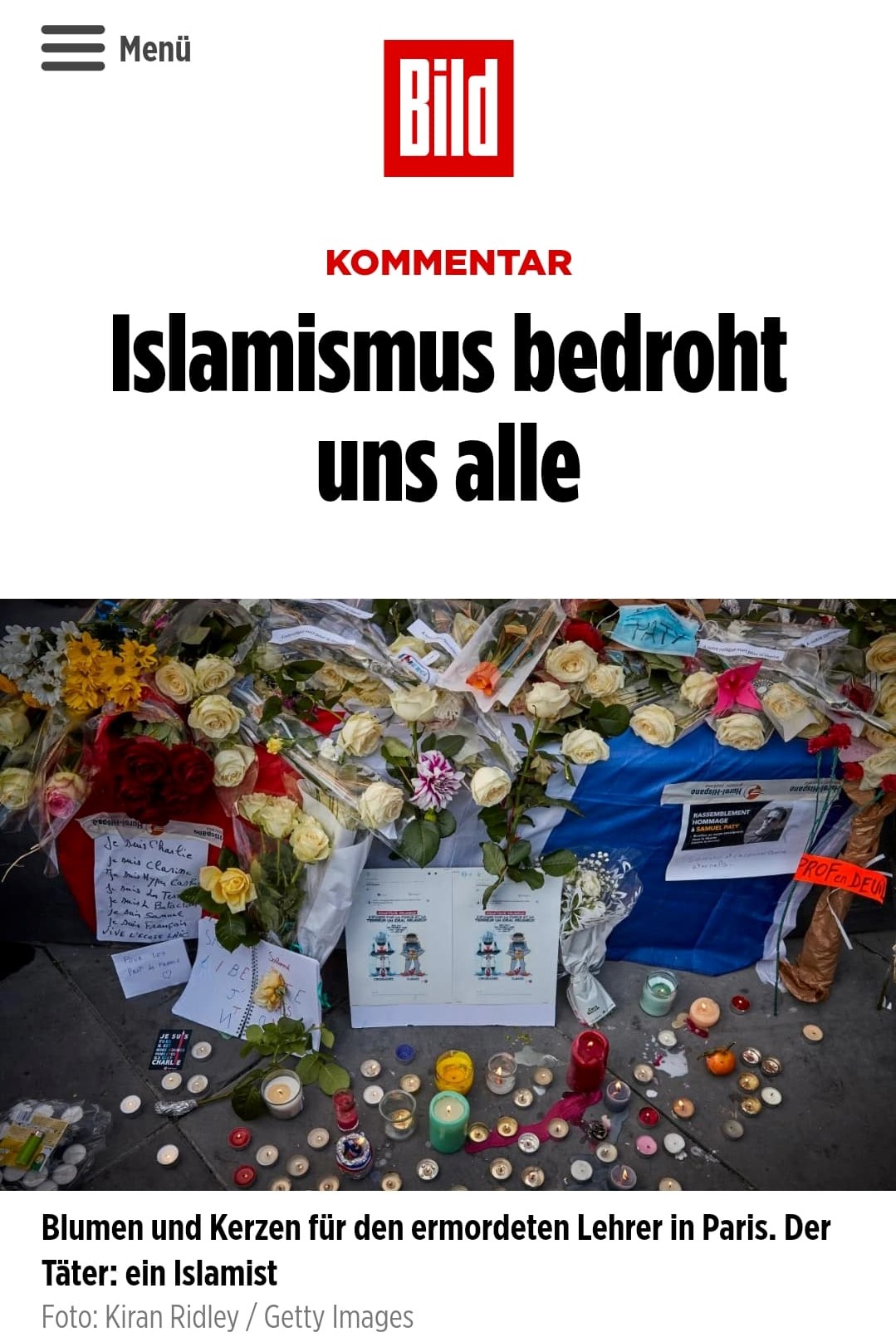 Bild: "Islamizm zagraża nam wszystkim" - Screen: www.bild.de