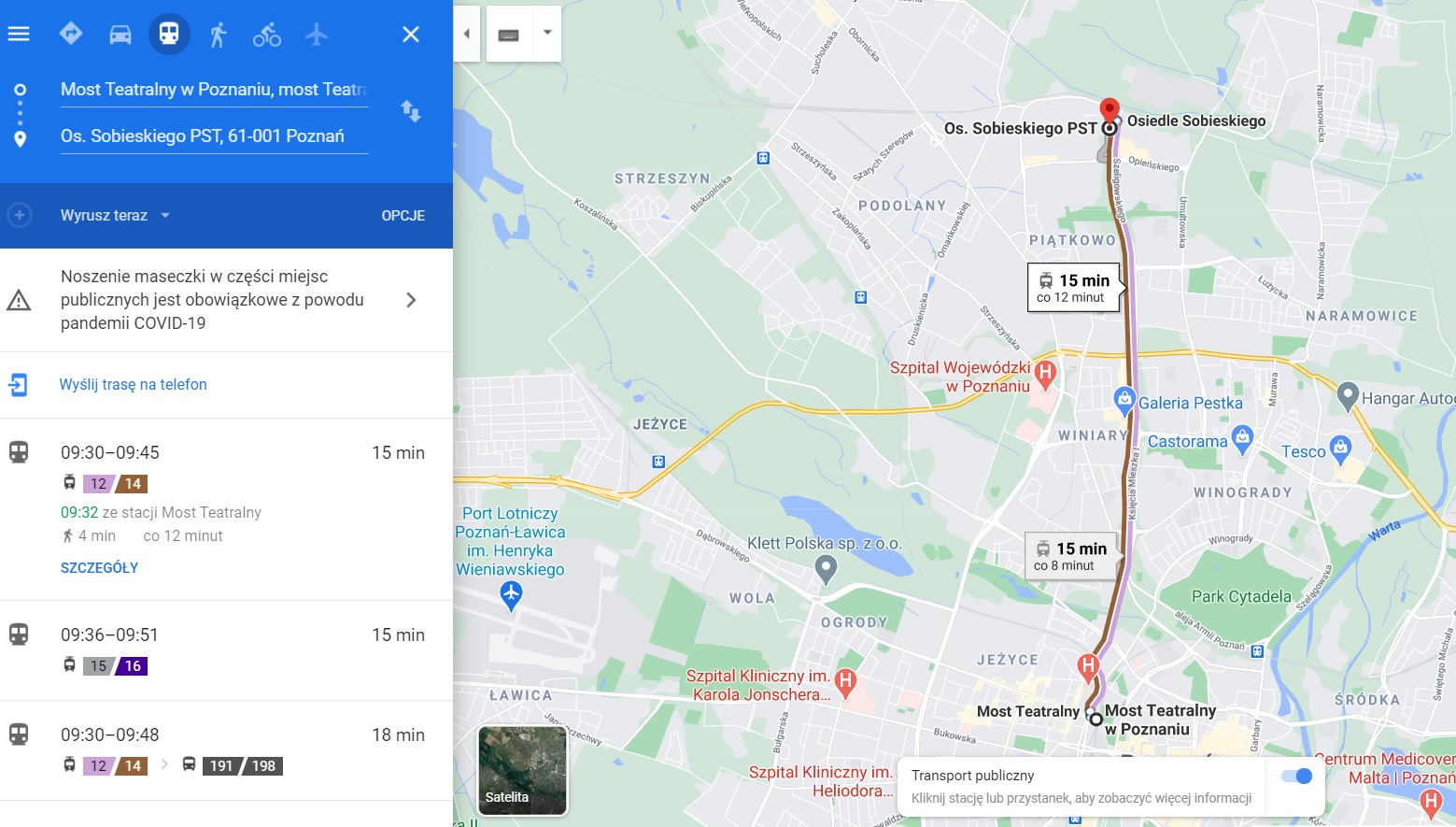 komunikacja w google maps - Google Maps