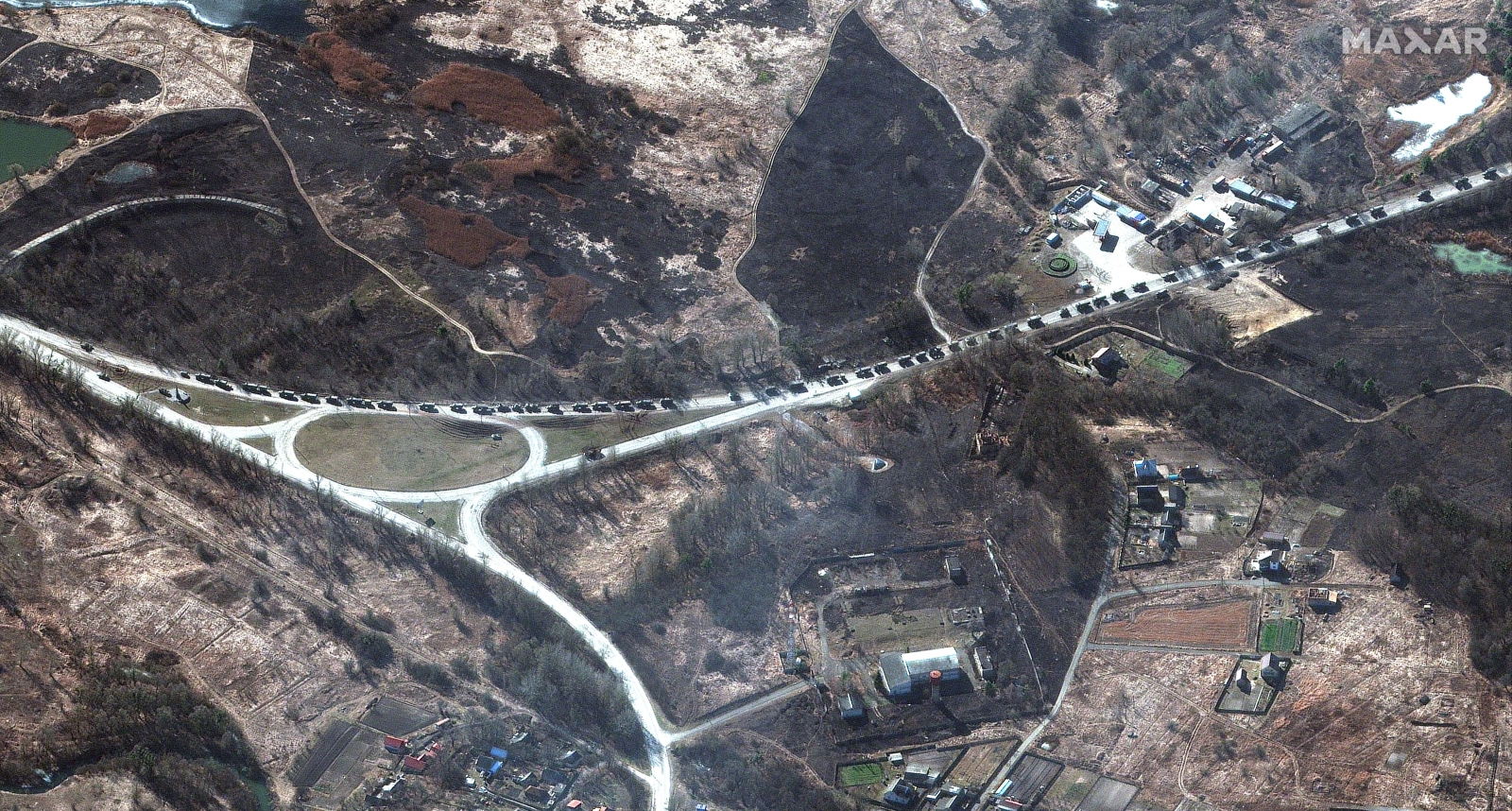 wojna ukraina zdjęcie satelitarne - TECHNOLOGIES HANDOUT - PAP/EPA/MAXAR