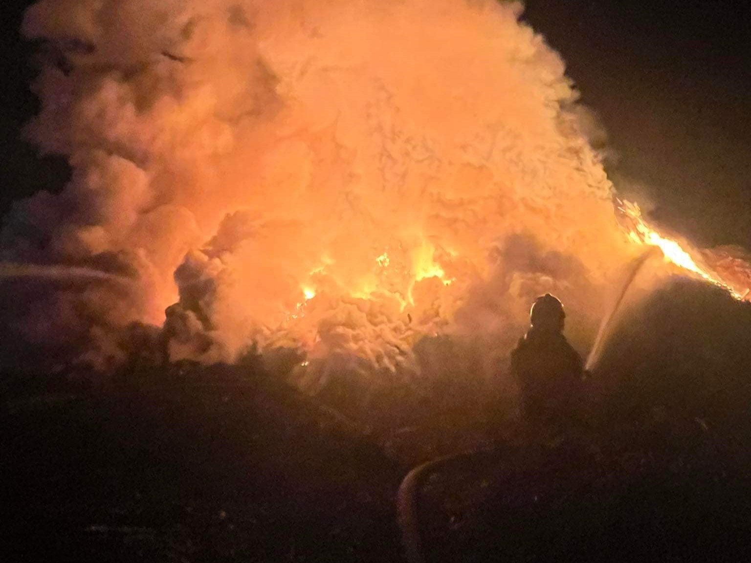 pożar sławoszewko biomasa - OSP Kleczew