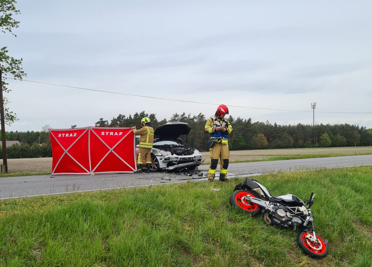 wypadek motocykl ceków kolonia - Straż Pożarna Kalisz