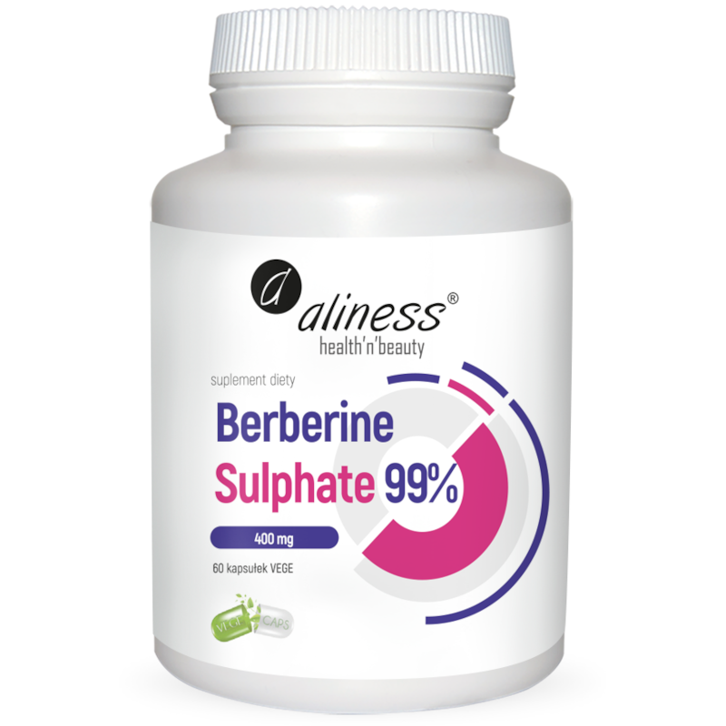 Trawienie Berberyna Aliness Berberine Sulphate 99% 400mg 60vkaps