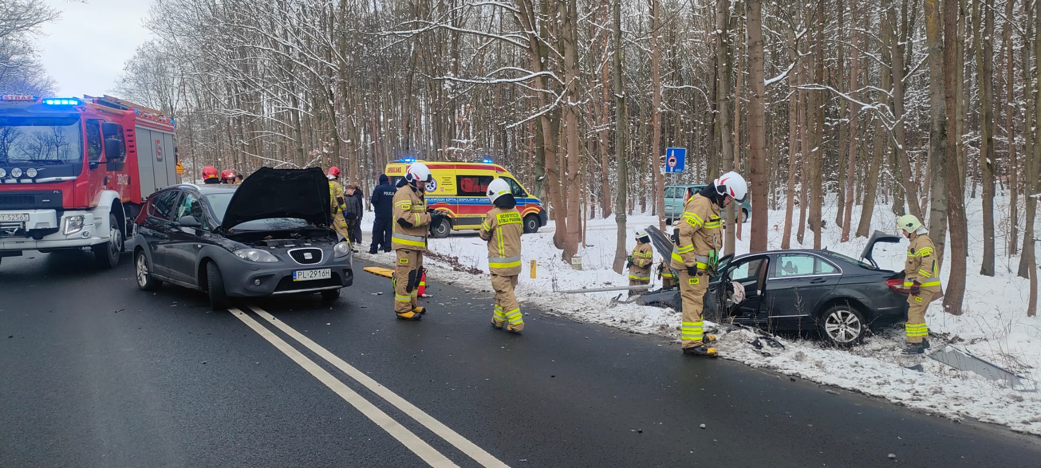 wypadek Leszno - PSP w Lesznie