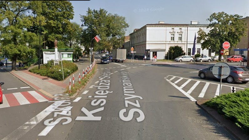 oborniki przebudowa skrzyżowania - Google Street View