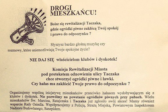 Ulotka do mieszkańców Taczka - Facebook