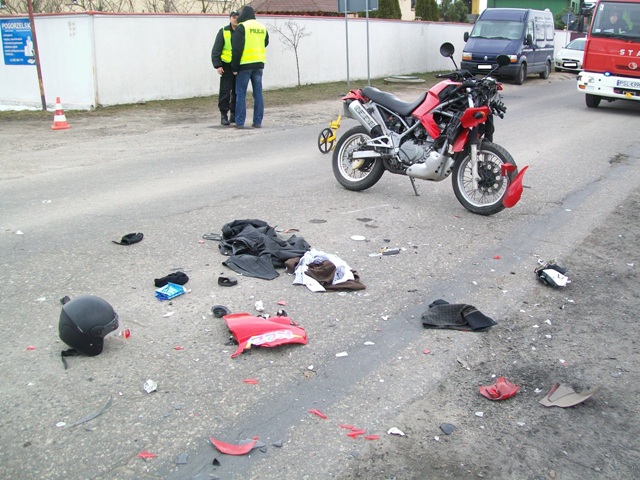 Wypadek motocyklisty - Kawasaki - Policja/Słupca