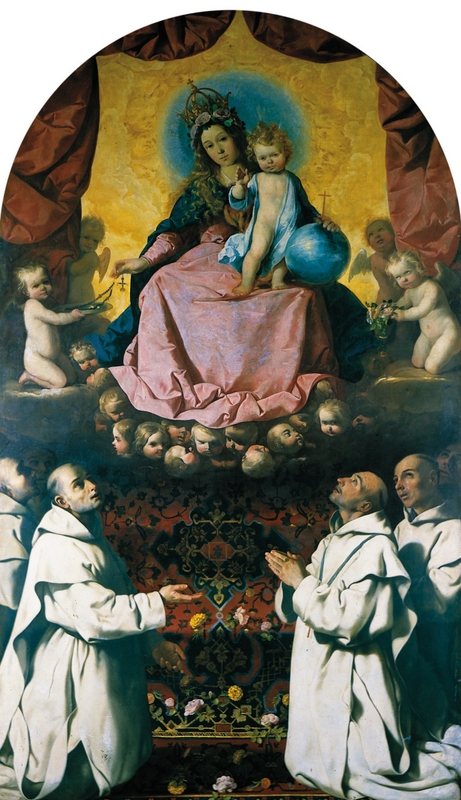 Zurbaran, Madonna różańcowa z kartuzami - Muzeum Narodowe w Poznaniu