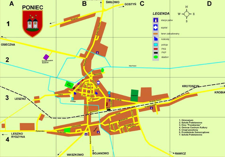 poniec mapa miasta - Poniec.pl