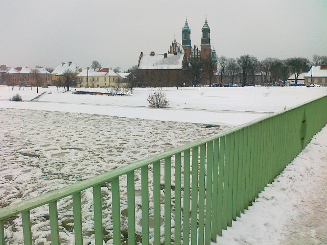 Warta zamarznięta przy Katedrze - Wojciech Chmielewski