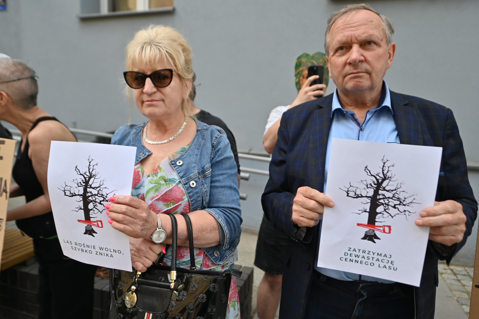 Mieszkańcy Rogalina protestują: "Wyciąć urzędników, a nie las!"